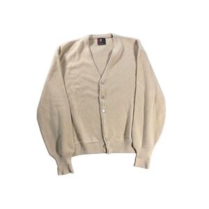 Vintage Arnold Palmer Robert Bruce Shaggy Cardigan Sweater Tan Beige Mens Medium